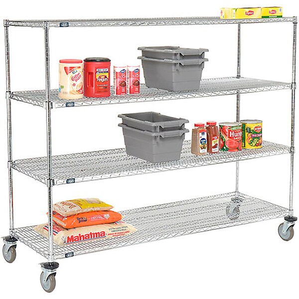 Nexel E-Z Adjust Wire Shelf Truck w/Brakes, 1200 lb. Capacity, 72inL x 24inW x 69inH 580565AB - main